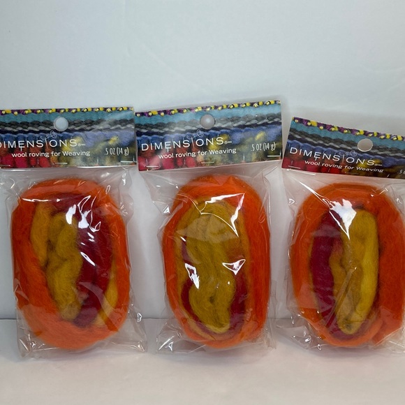 Dimensions FeltWorks Needle Felting Wool Roving Warm Orange Red Yellow 3 Packs - Picture 1 of 13